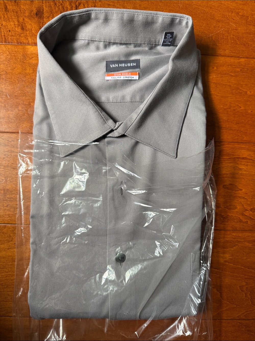 Van Heusen Men's Gray Dress Shirt - Spread Collar